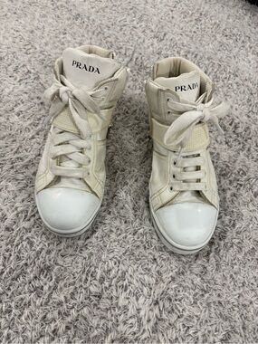 Prada Kids White High-Top Sneakers